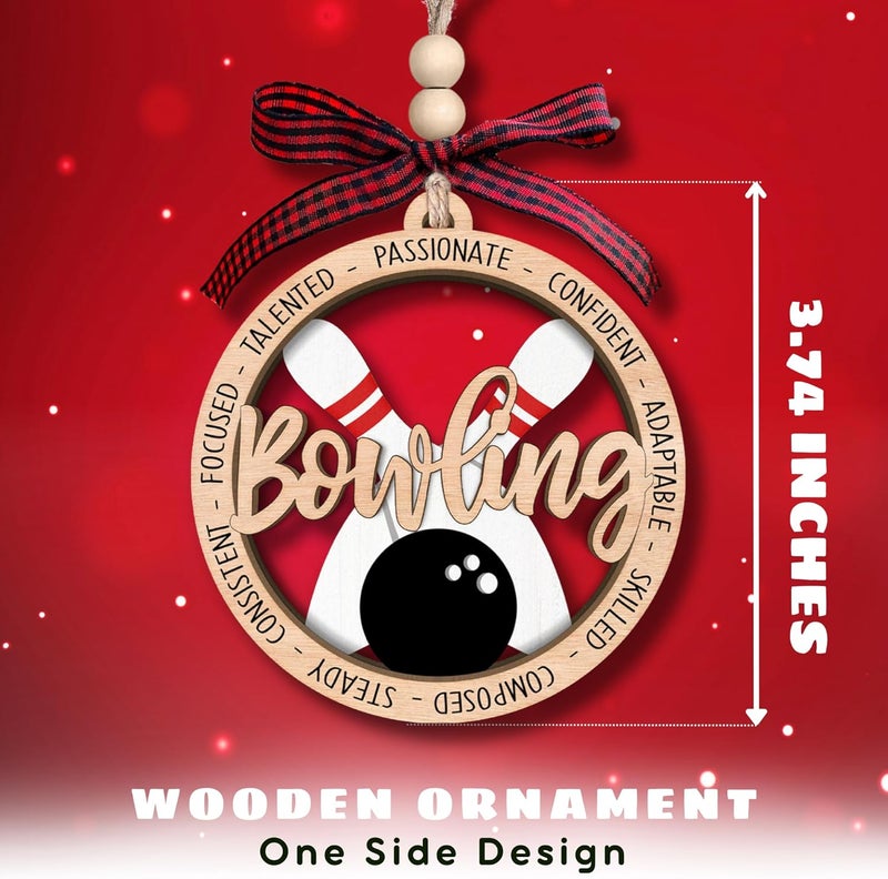 SUCHAGIFT Bowling Ornament - Bowling Gifts, Bowling Team Gifts for Players Lovers - Bowlers Ornaments for Christmas Tree, Sports Christmas Ornaments - 2 Layered Wood Ornament 2025 - Image 2